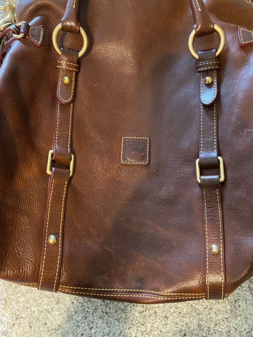 Dooney & Bourke large florentine satchel in chestnut - Picture 3 of 10